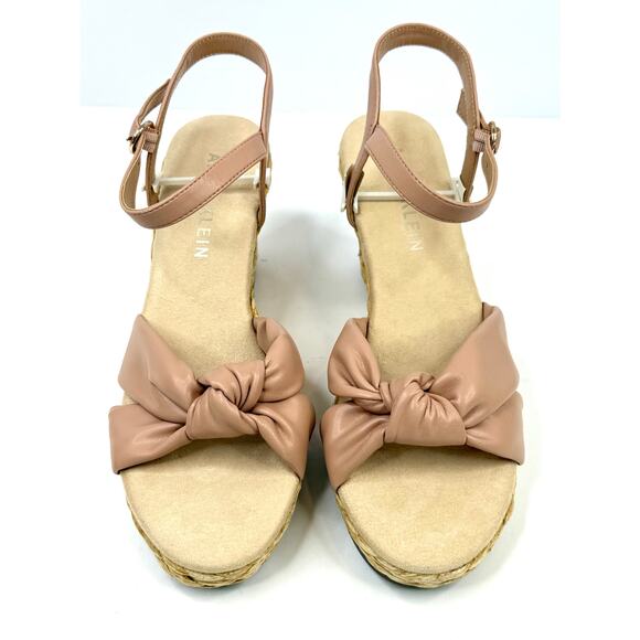 Anne Klein Wheatley Ankle Strap Espadrille Wedge Sandals Size 8.5M Nude NWT/Box - Picture 1 of 7